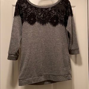 Gray Blouse with Lace